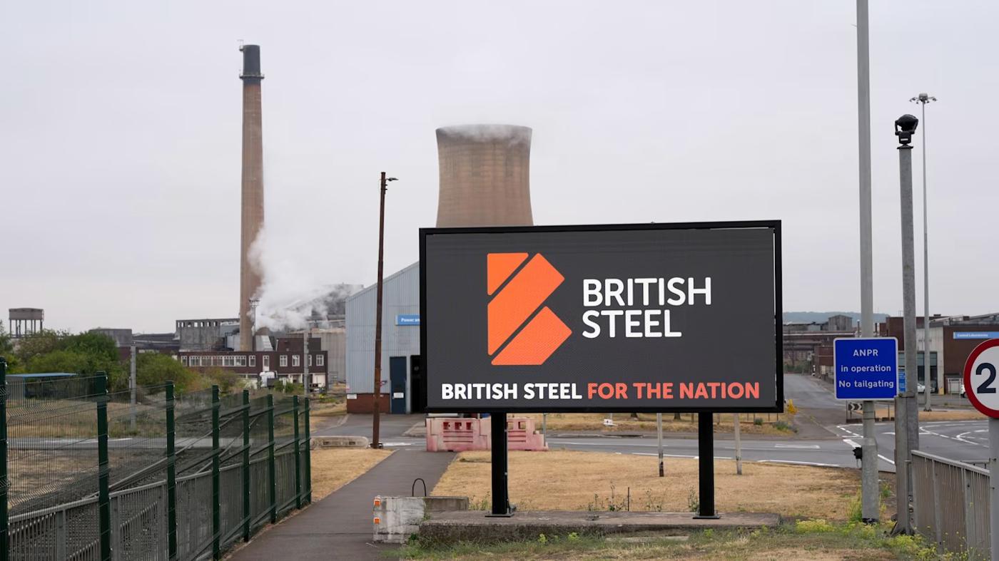 British Steel signage at the Scunthorpe steelworks, brought into public ownership in July 2026