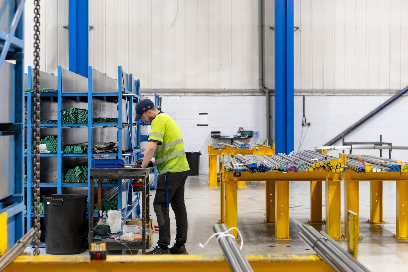 Parkside Steel operative at despatch station — order processing and same-day collection available